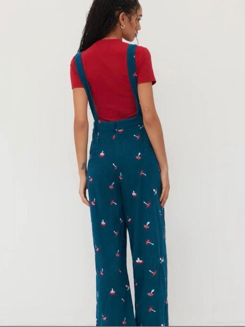 Cider Teal Mushroom Wide-Leg Overalls S - Picture 5 of 5